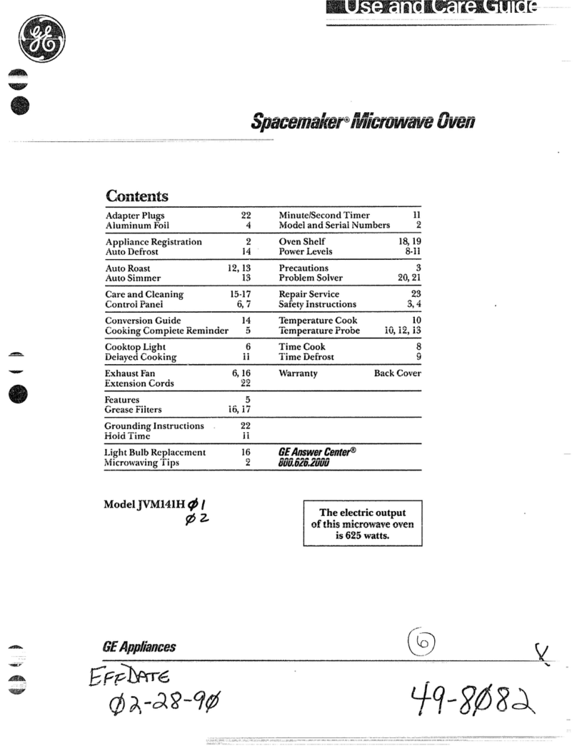 GEAppliances JVM141H Use and care guide