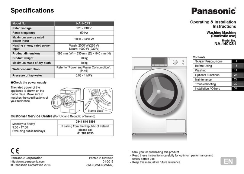 Panasonic NA-140XS1 Operating & installation instructions