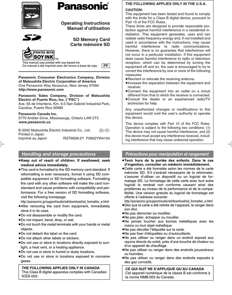 Panasonic SD Memory Card User manual