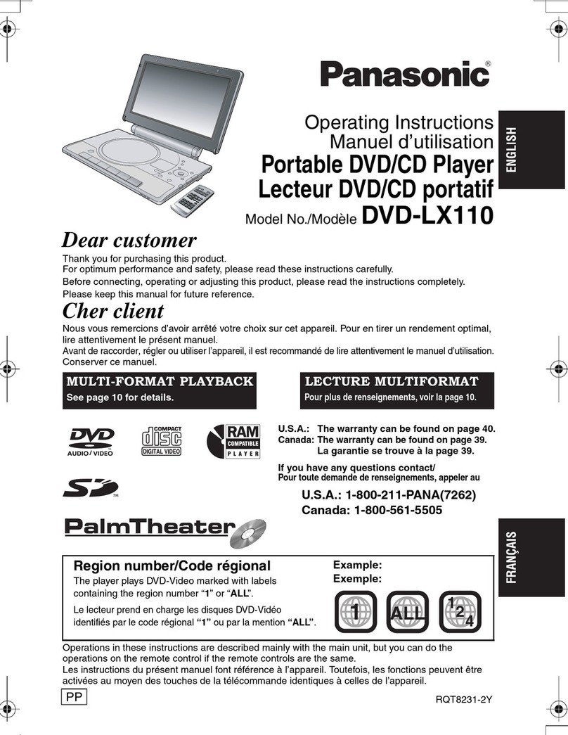 Panasonic DVDLX110 - PORTABLE DVD PLAYER User manual
