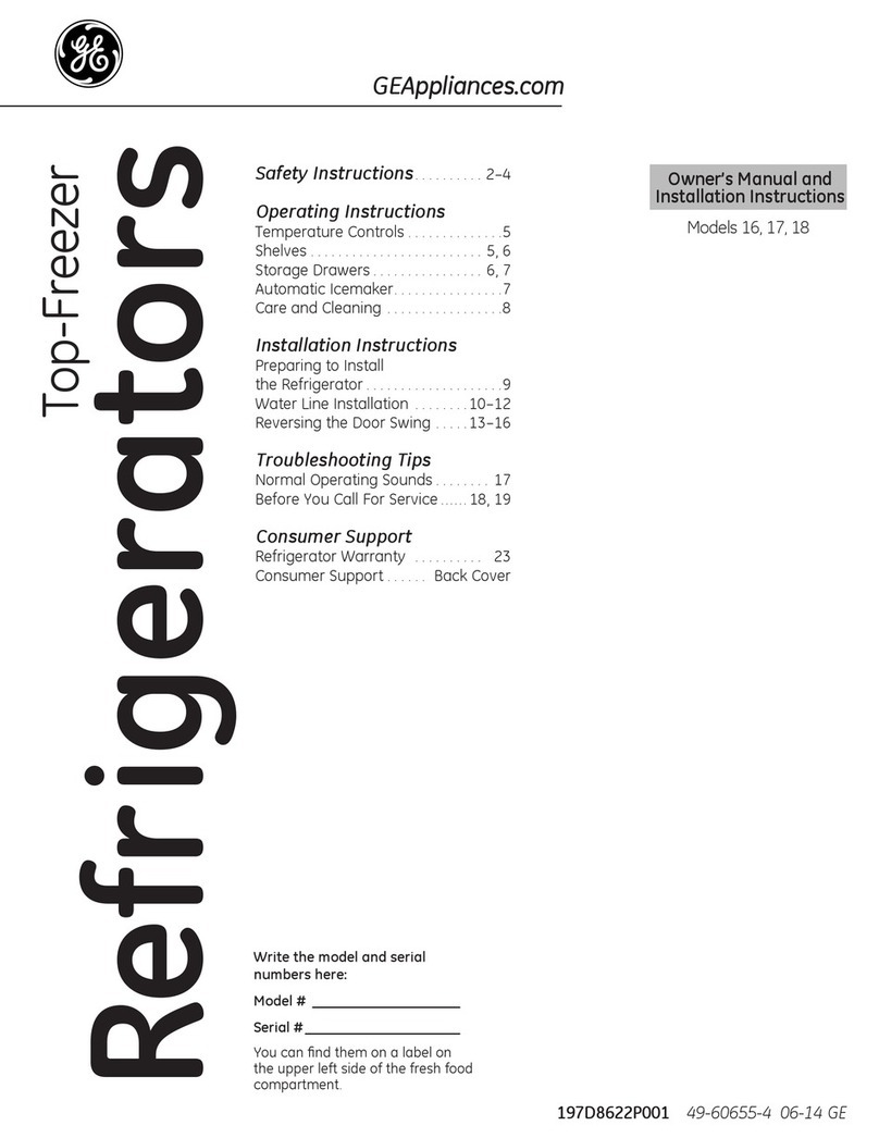 GE TOP-FREEZER 17 Owner's manual and installation instructions