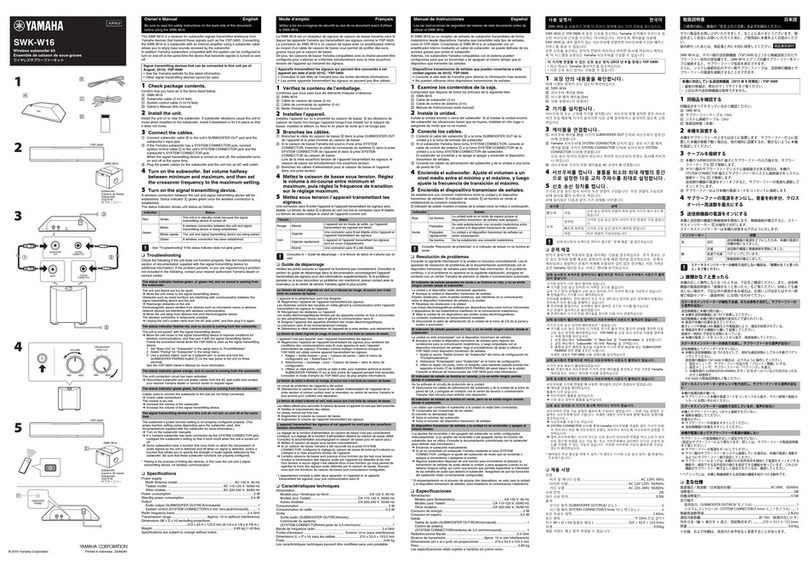 Yamaha SWK-W16 owner's manual