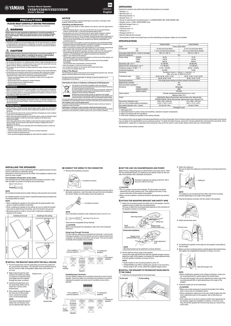 Yamaha VXS8W owner's manual