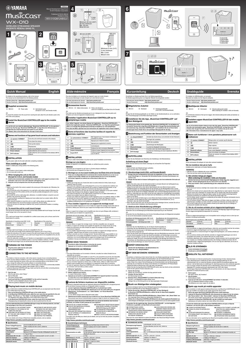 Yamaha MUSICCAST WX-010 Quick manual