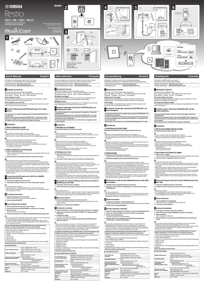 Yamaha RESTIO ISX-18 Quick manual