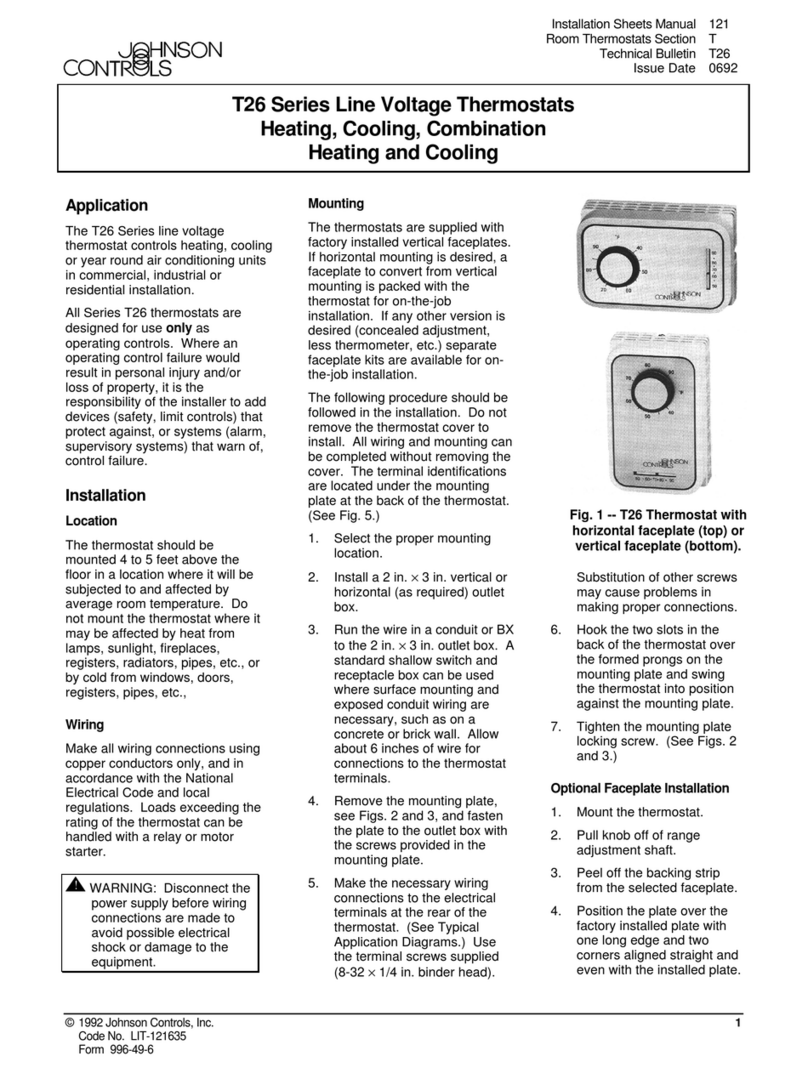 Johnson Controls T26 Series User manual