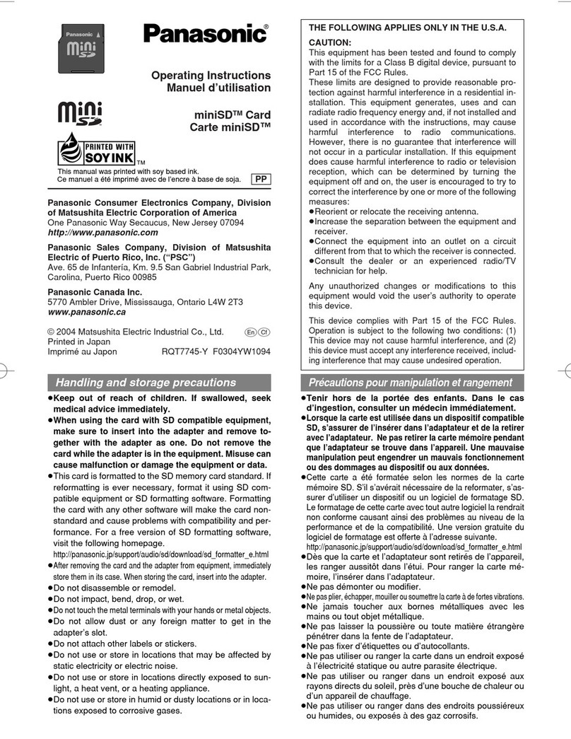 Panasonic Carte miniSD User manual
