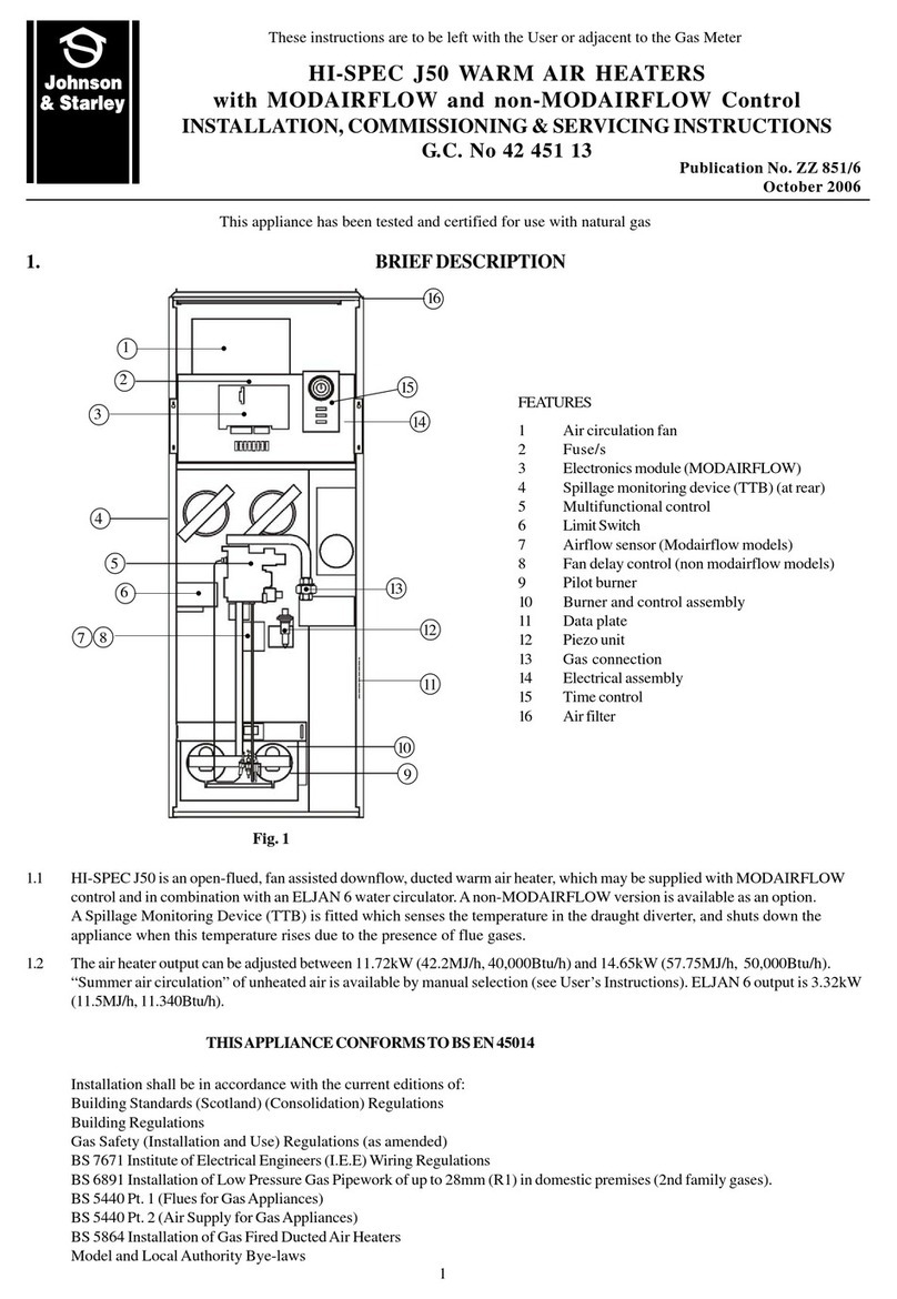 Johnson & Starley HI-SPEC J50 Installation, commissioning & servicing instructions