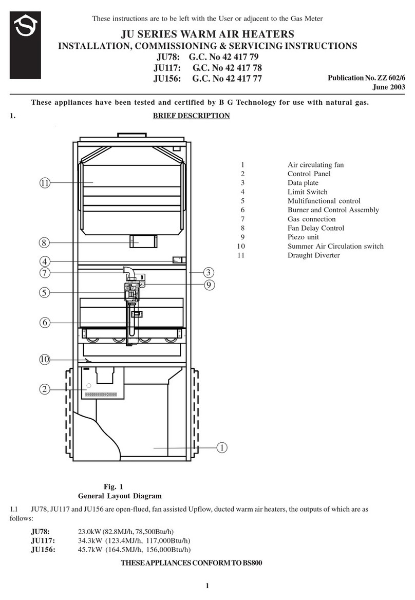 Johnson & Starley JU156 Installation, commissioning & servicing instructions Johnson & Starley JU156 Installation, commissioning & servicing instructions