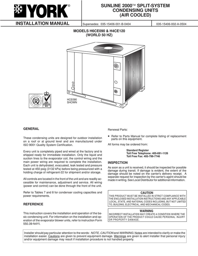 York SUNLINE 2000 H4CE120 User manual