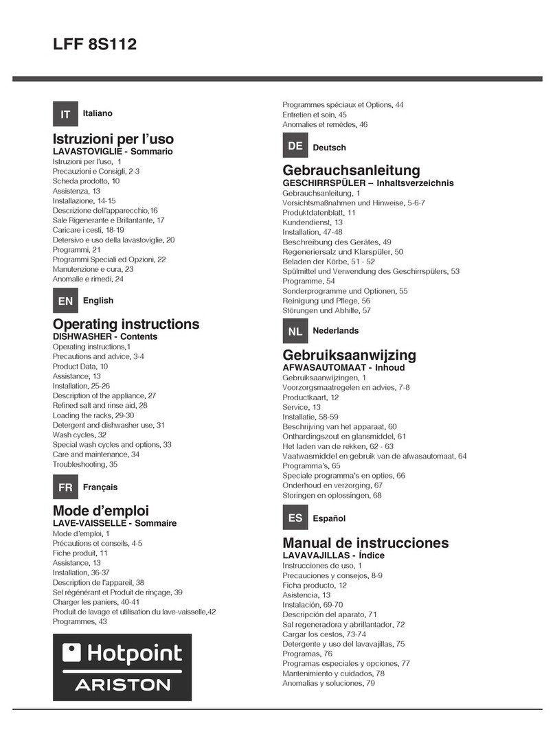 Hotpoint Ariston LFF 8S112 operating instructions