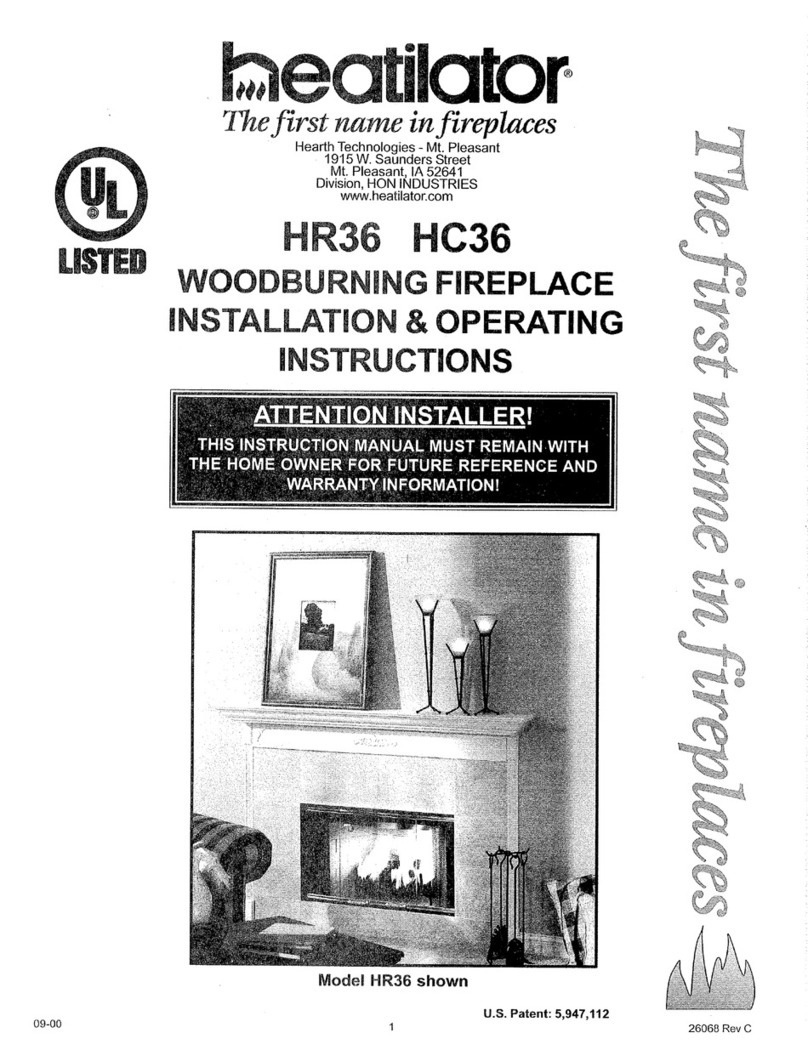 Heatilator HR Installation & operating instructions