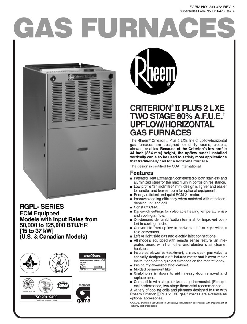 Rheem CRITERION II PLUS 2 LXE RGPL- SERIES manual