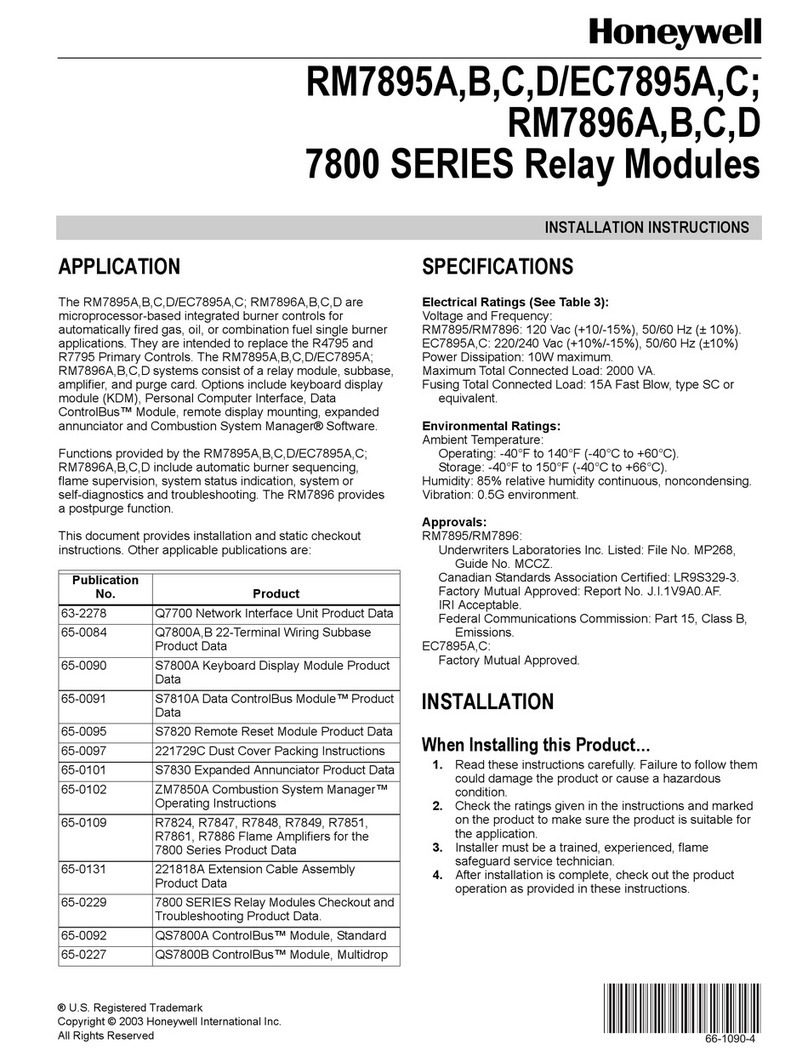 Honeywell 7800 SERIES RM7895A User manual