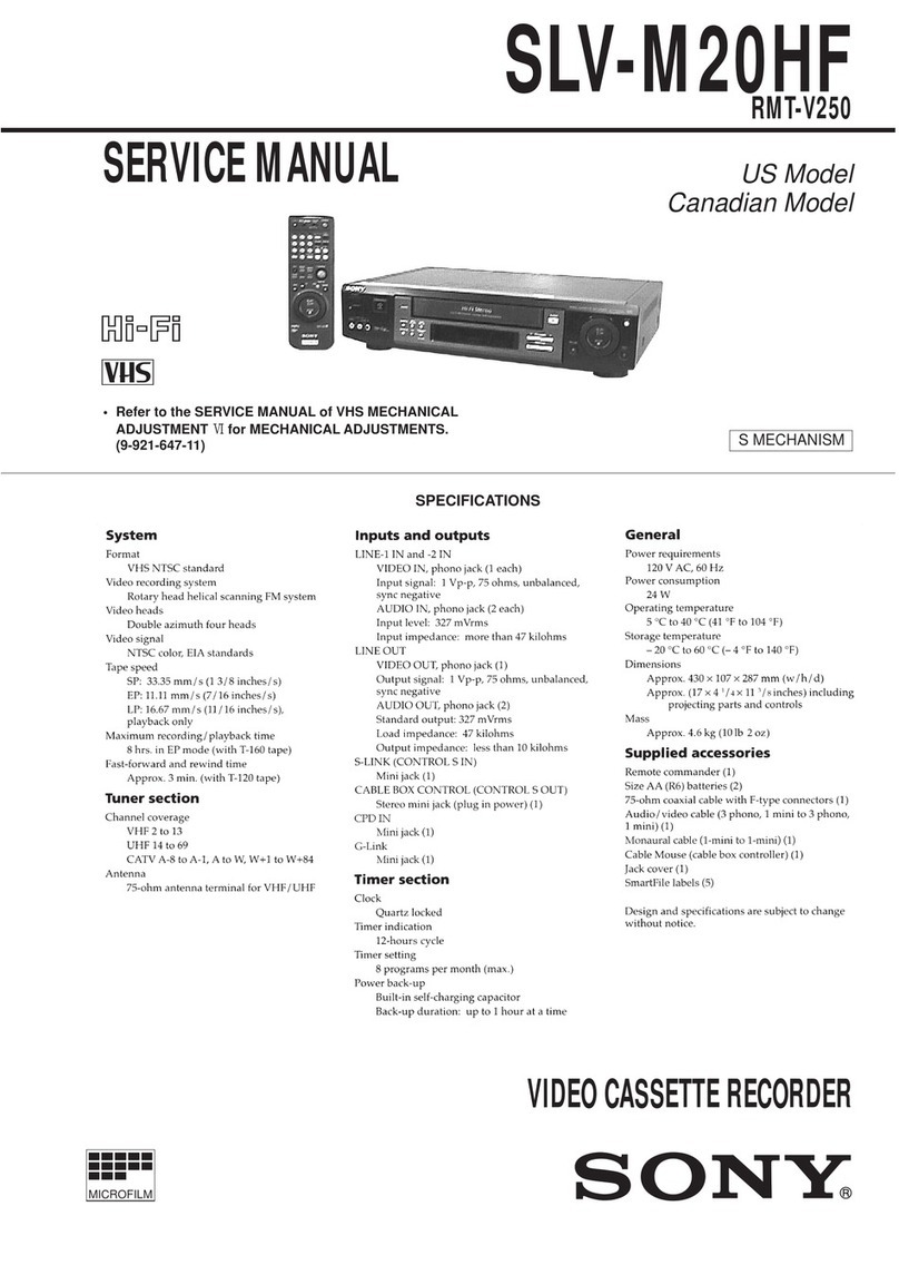 Sony SLV-M20HF - Video Cassette Recorder Service manual