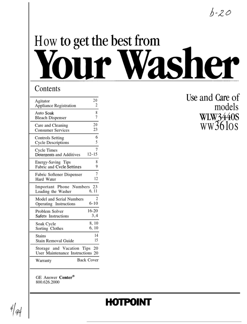 Hotpoint WW3440S use and care manual