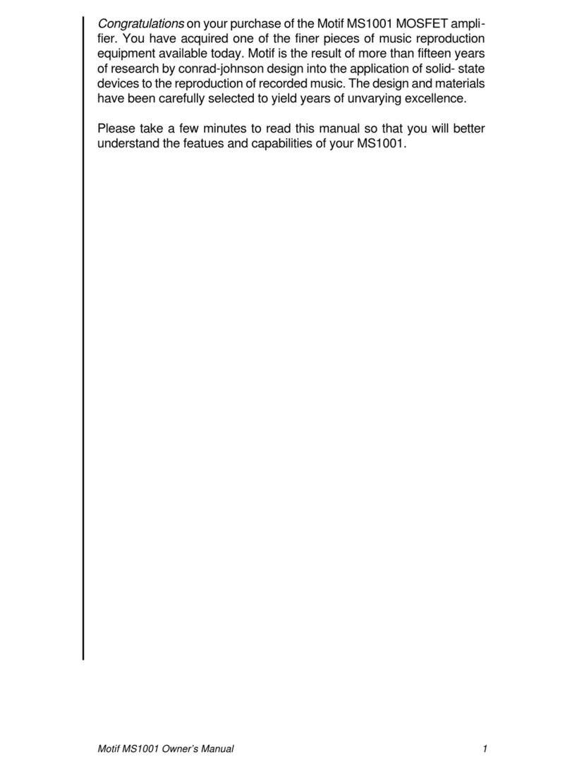 Conrad-johnson design MOTIF MS1001 owner's manual