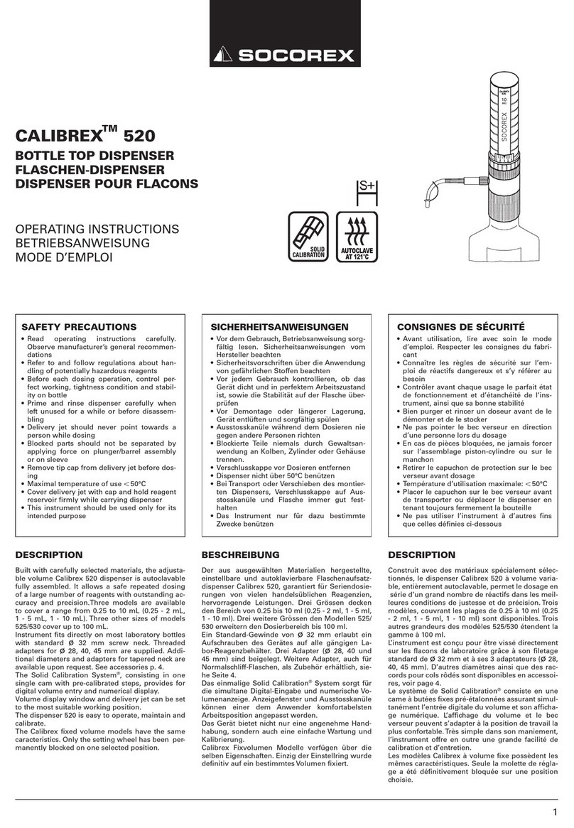 socorex CALIBREX 520 operating instructions