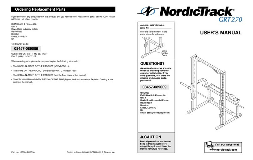 NordicTrack GRT 270 NTEVBE04910 User manual