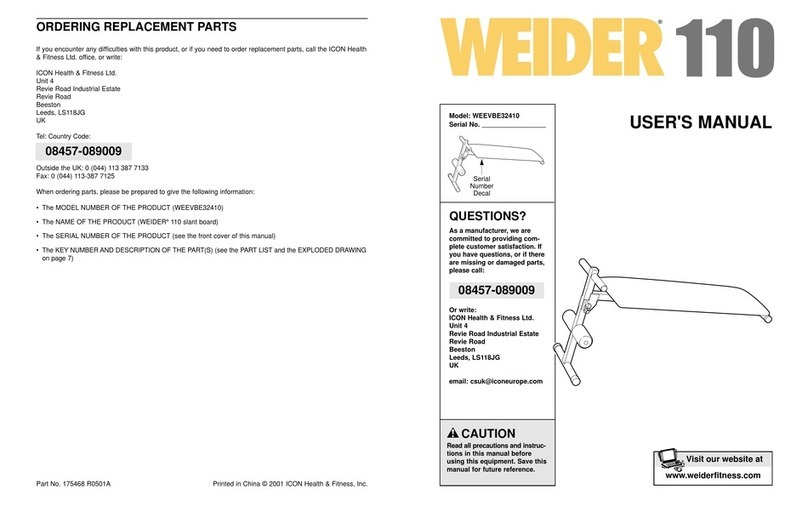 Weider 110 WEEVBE32410 user manual