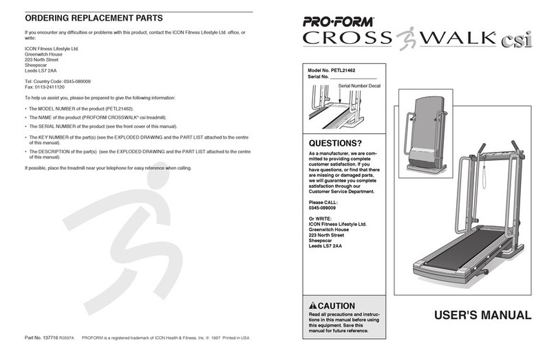 Pro-Form CROSS-WALK CSI PETL21462 User manual