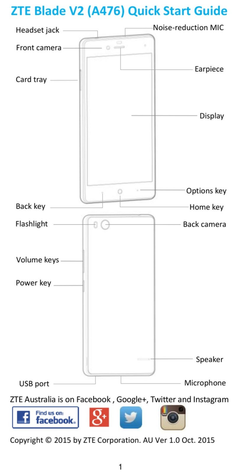 Zte Blade V2 (A476) quick start guide
