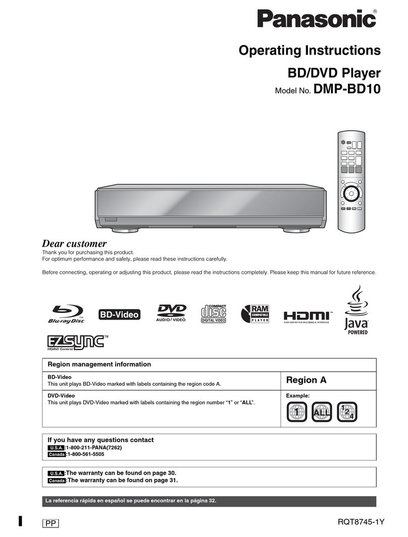 Panasonic DMP-BD10 - Blu-Ray Disc Player operating instructions