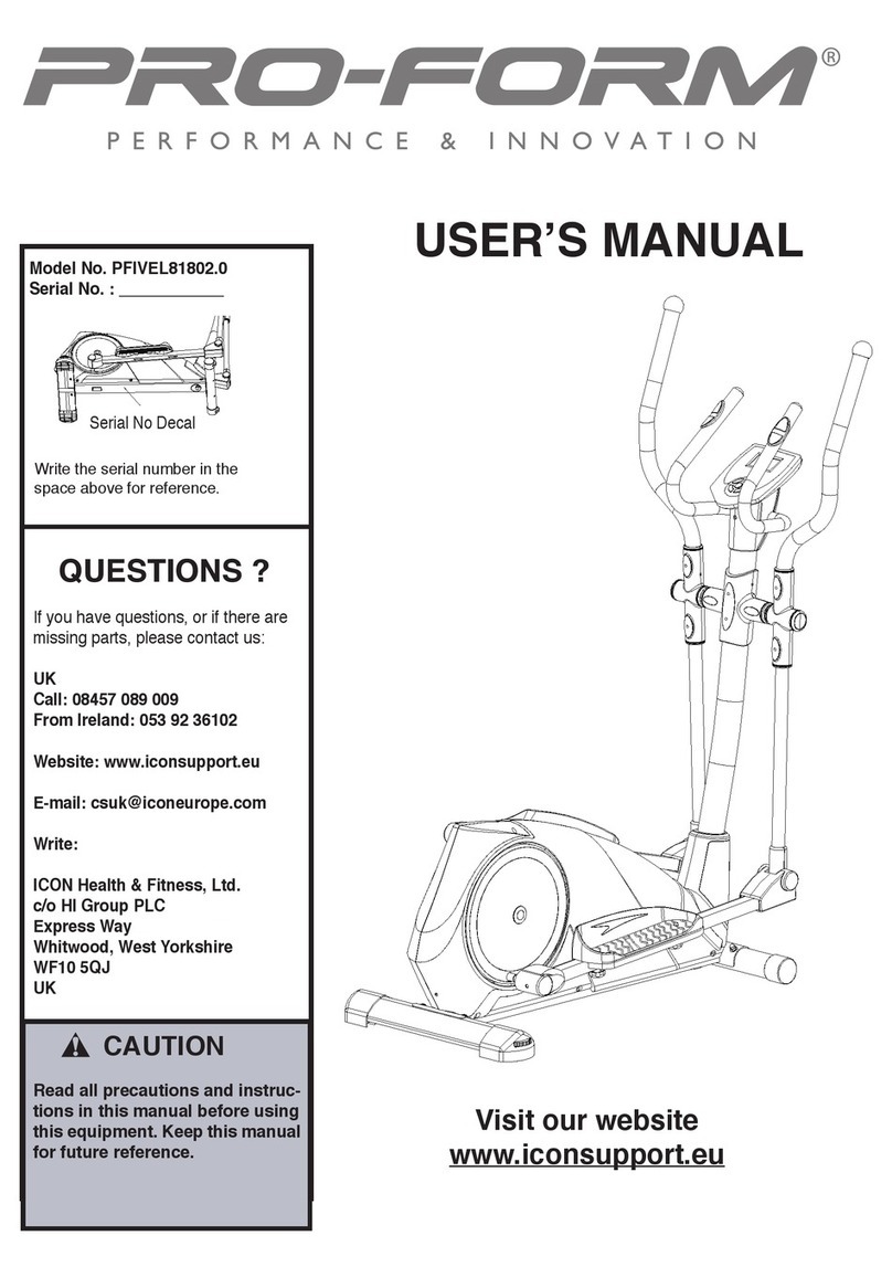 Pro-Form PFIVEL81802.0 User manual