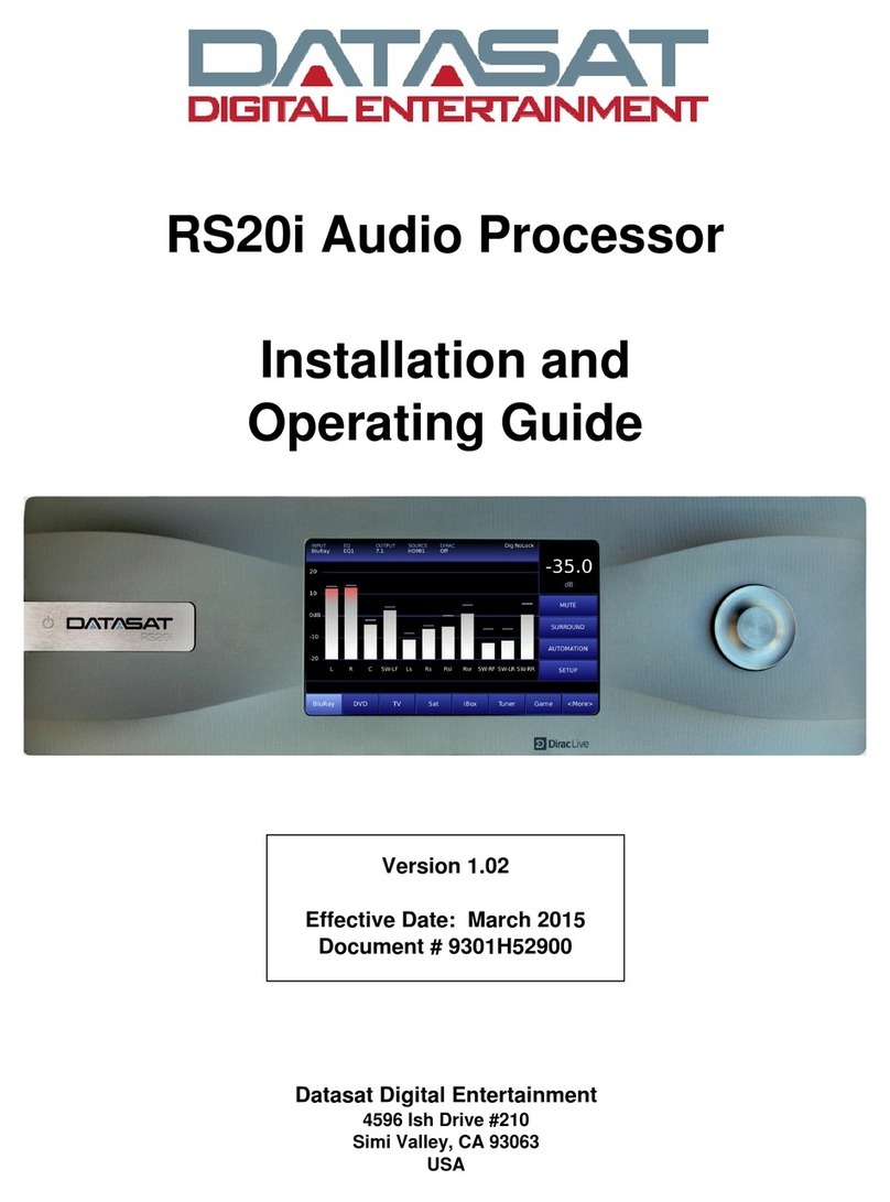 Datasat RS20i Installation and operating guide