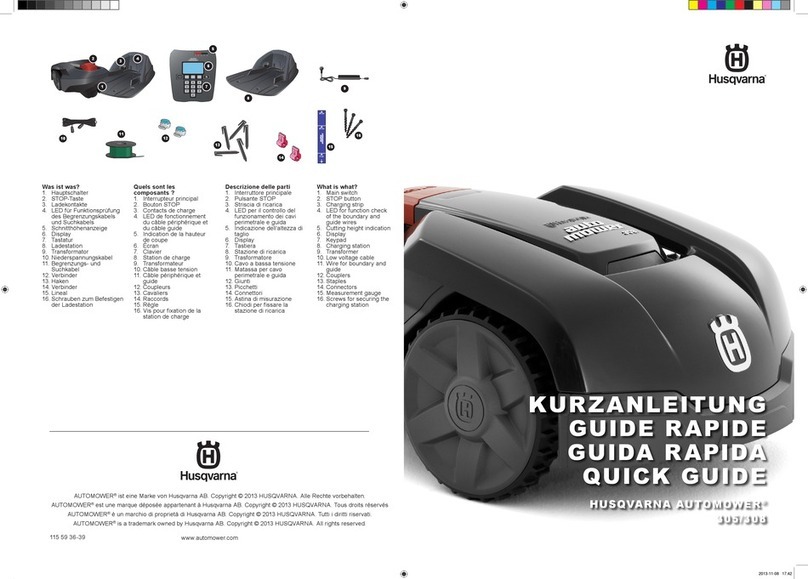 Husqvarna Automower 305 Quick guide to user functions