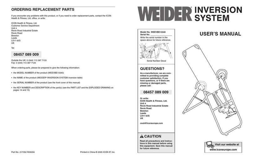 ICON Health & Fitness Weider WEEVBE13340 User manual