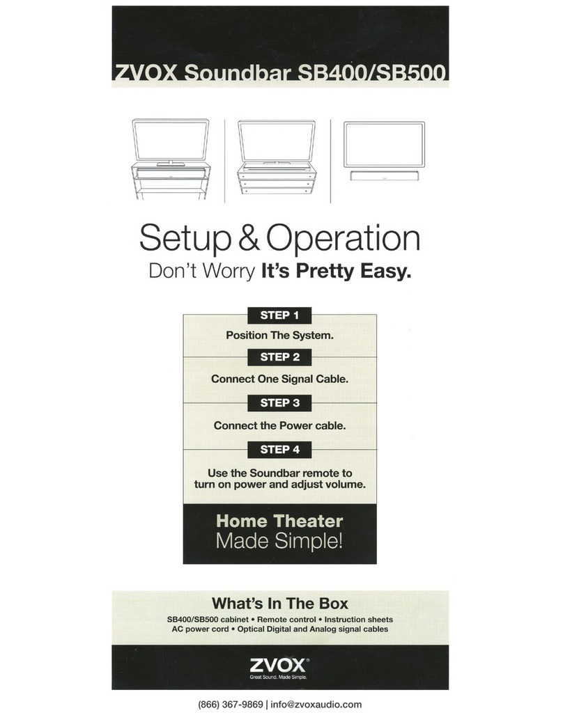 Zvox Audio SB400 Setup & operation guide