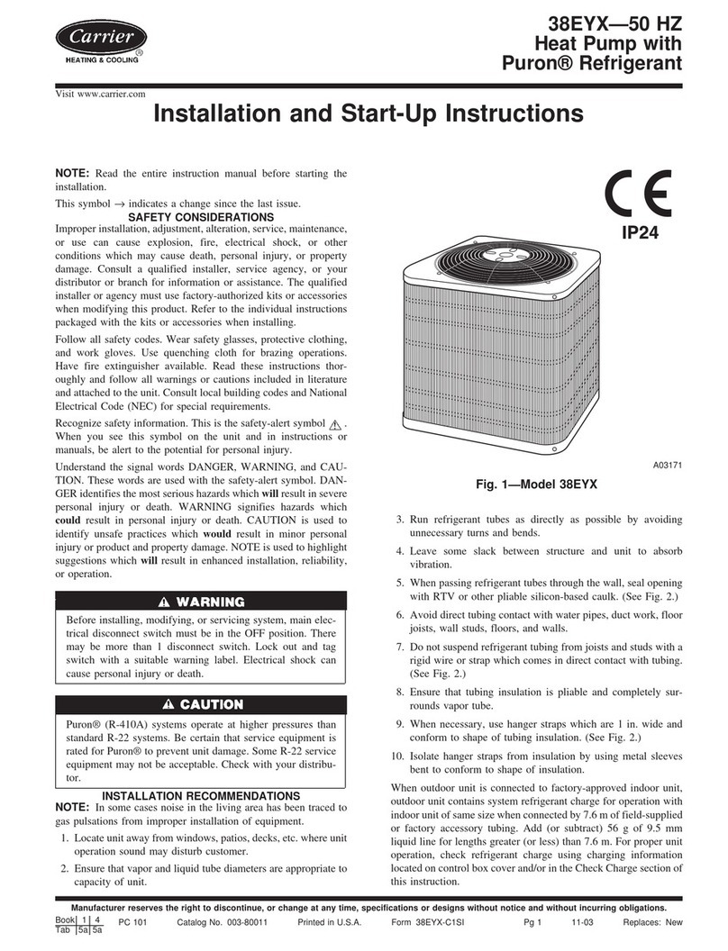 Carrier 38EYX Installation and start-up instructions