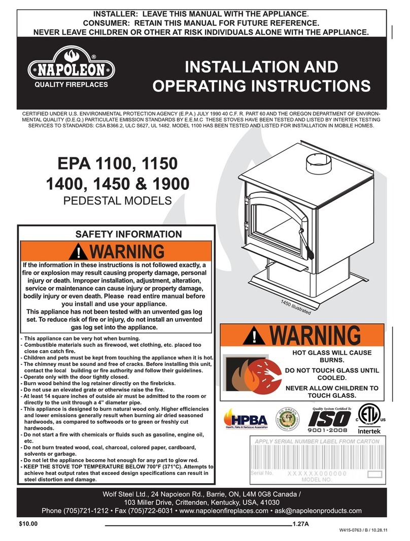 Napoleon EPA 1100 Installation and operating instructions