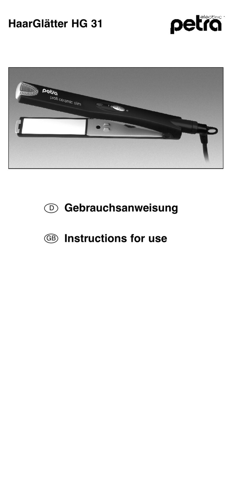 Petra HG 31 Instructions for use