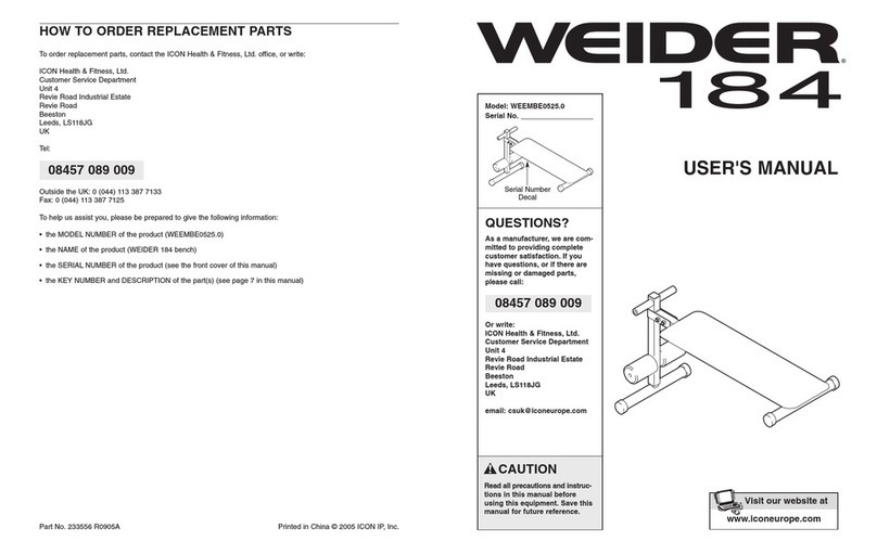 Weider 184 User manual Weider 184 User manual