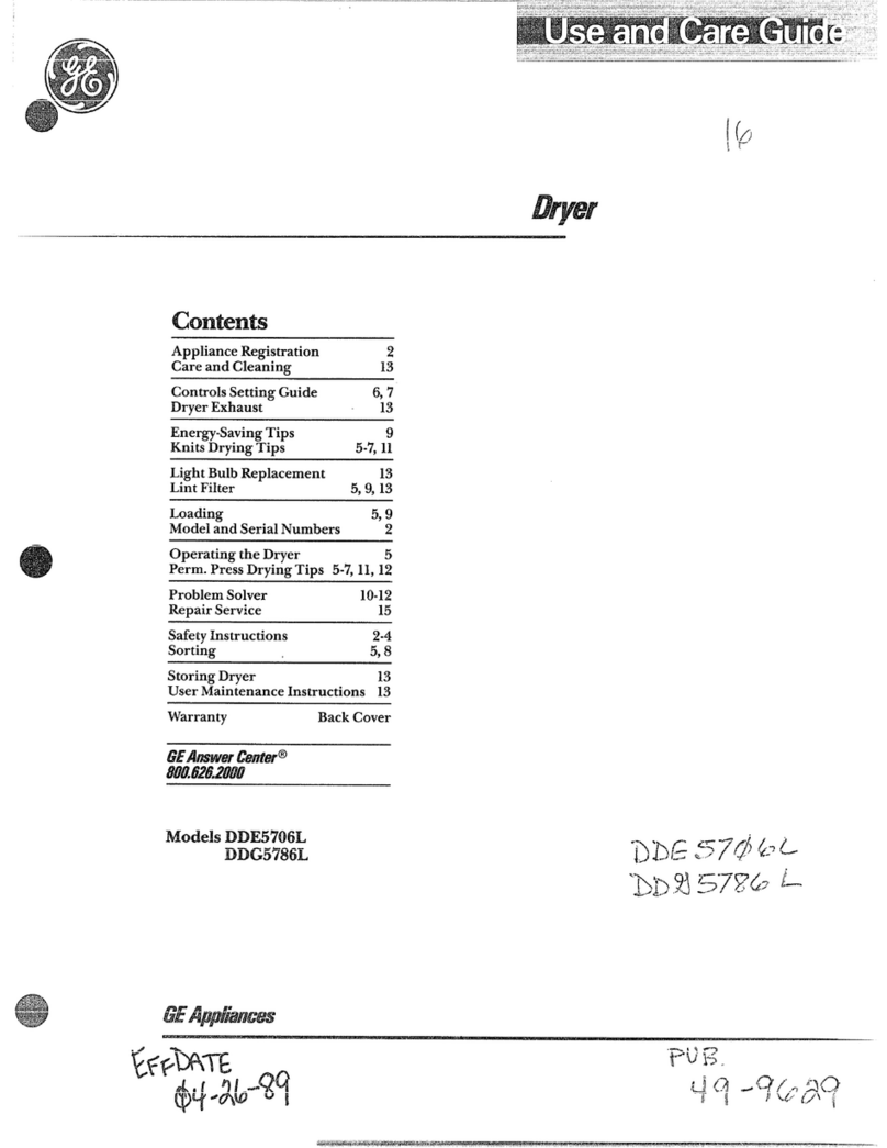 GE DDE5706L Use and care guide