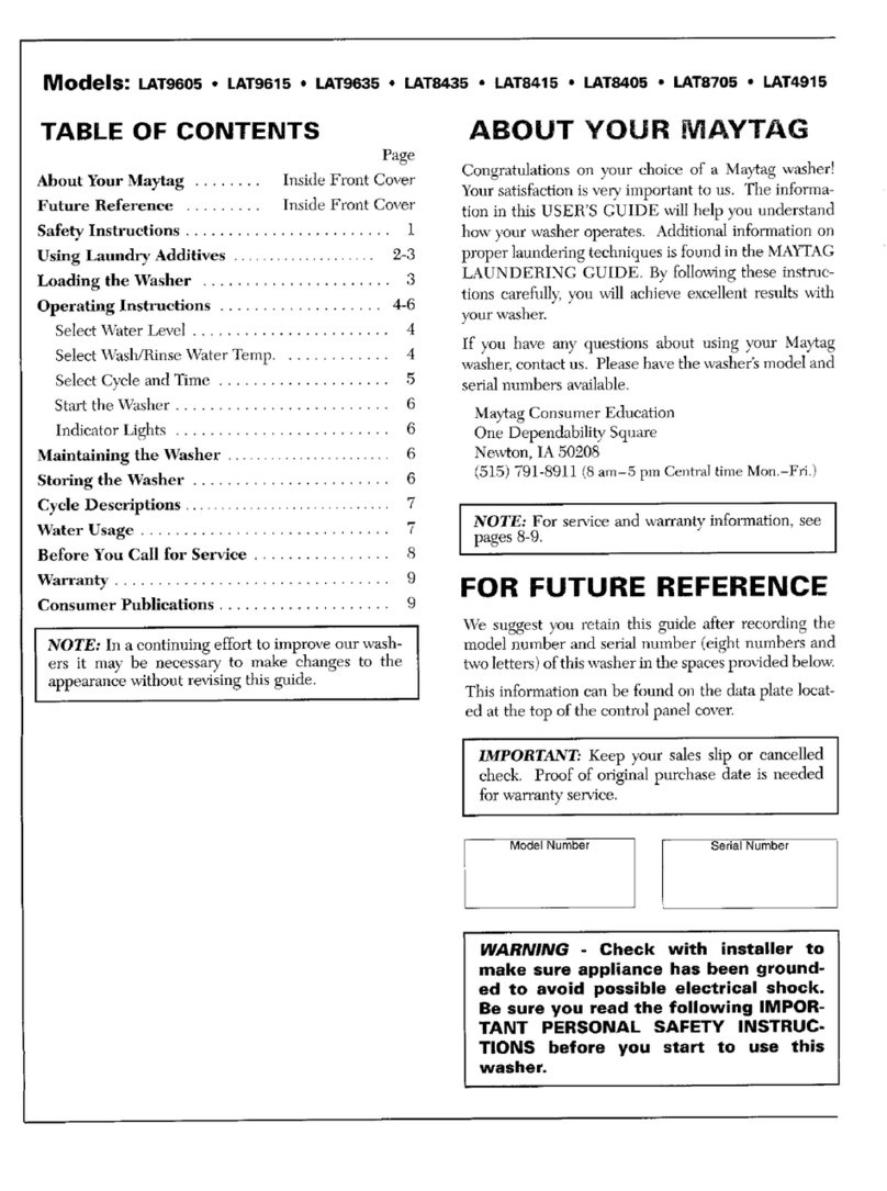 Maytag LAT9605 user guide