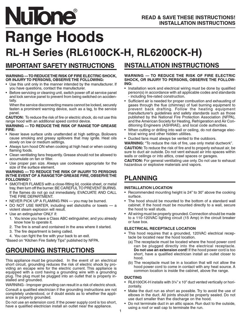 NuTone RL-H SERIES User manual