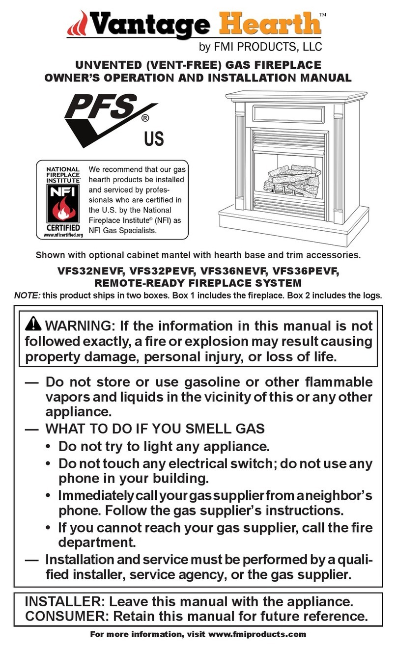 Vantage Hearth VFS32NEVF OWNER'S OPERATION AND INSTALLATION MANUAL Vantage Hearth VFS32NEVF OWNER'S OPERATION AND INSTALLATION MANUAL