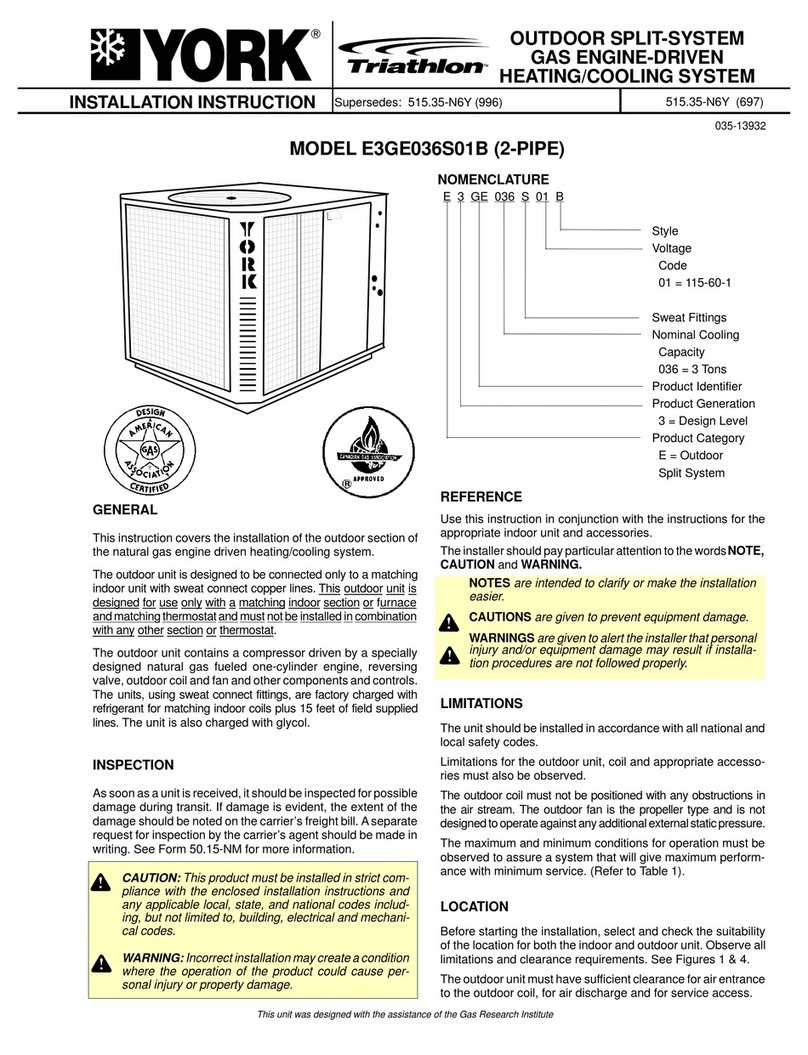 York E3GE036S01B installation instructions