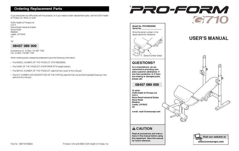 Pro-Form G710 user manual