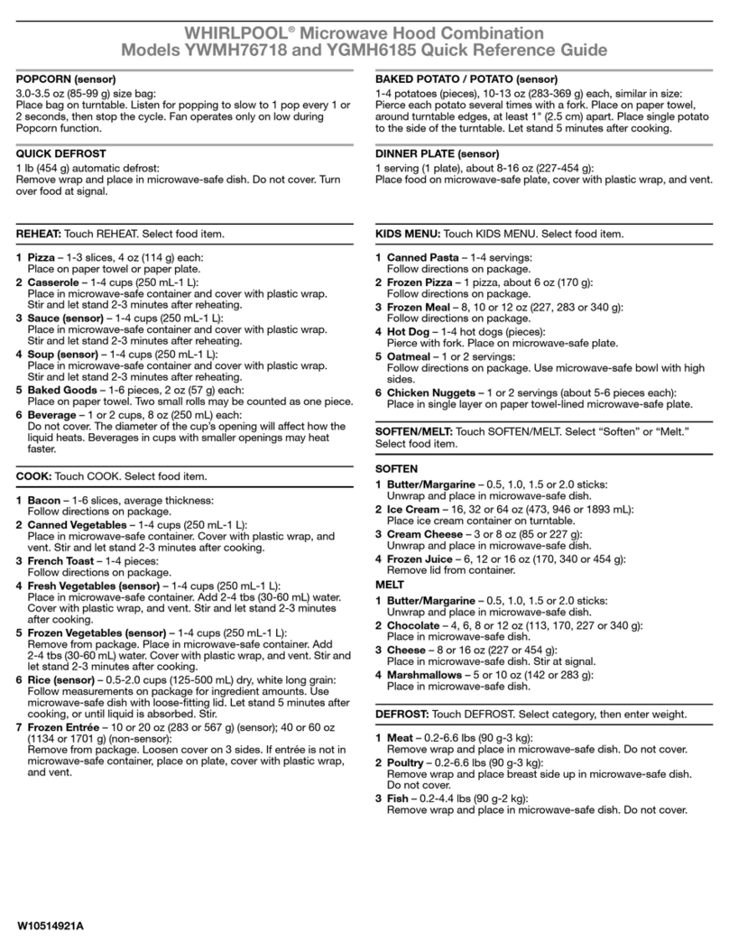 Whirlpool YWMH76718 Quick reference guide