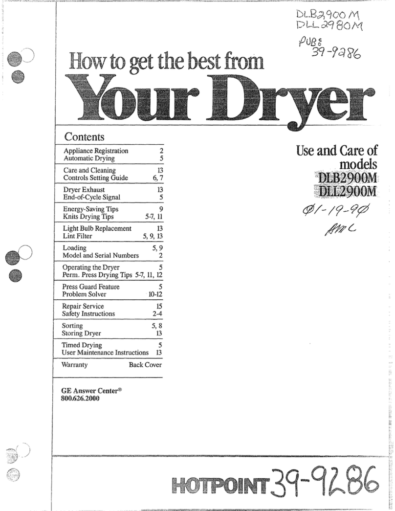 Hotpoint DLB2900M Use and care