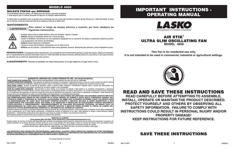 Lasko 4000 User manual