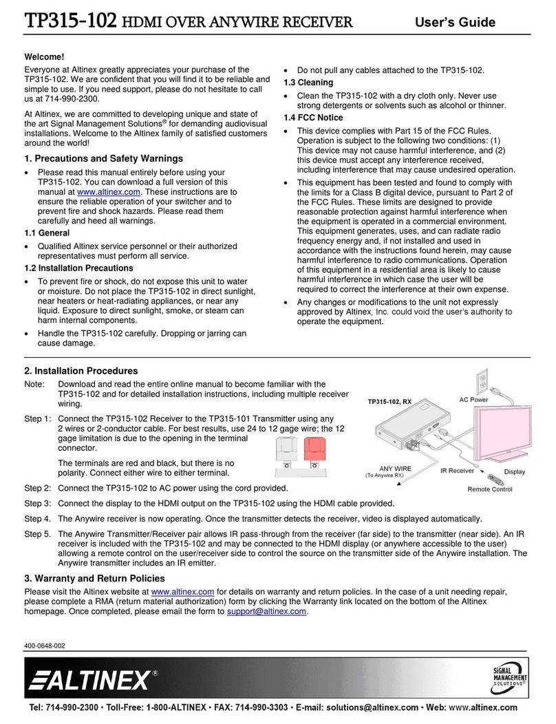 Altinex TP315-102 User manual