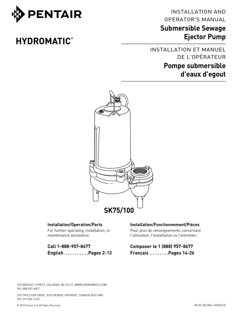 Pentair hydromatic SK75/100 Installation and operator's manual
