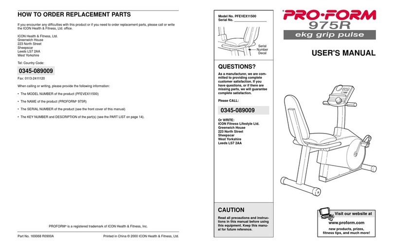Pro-Form 975R User manual