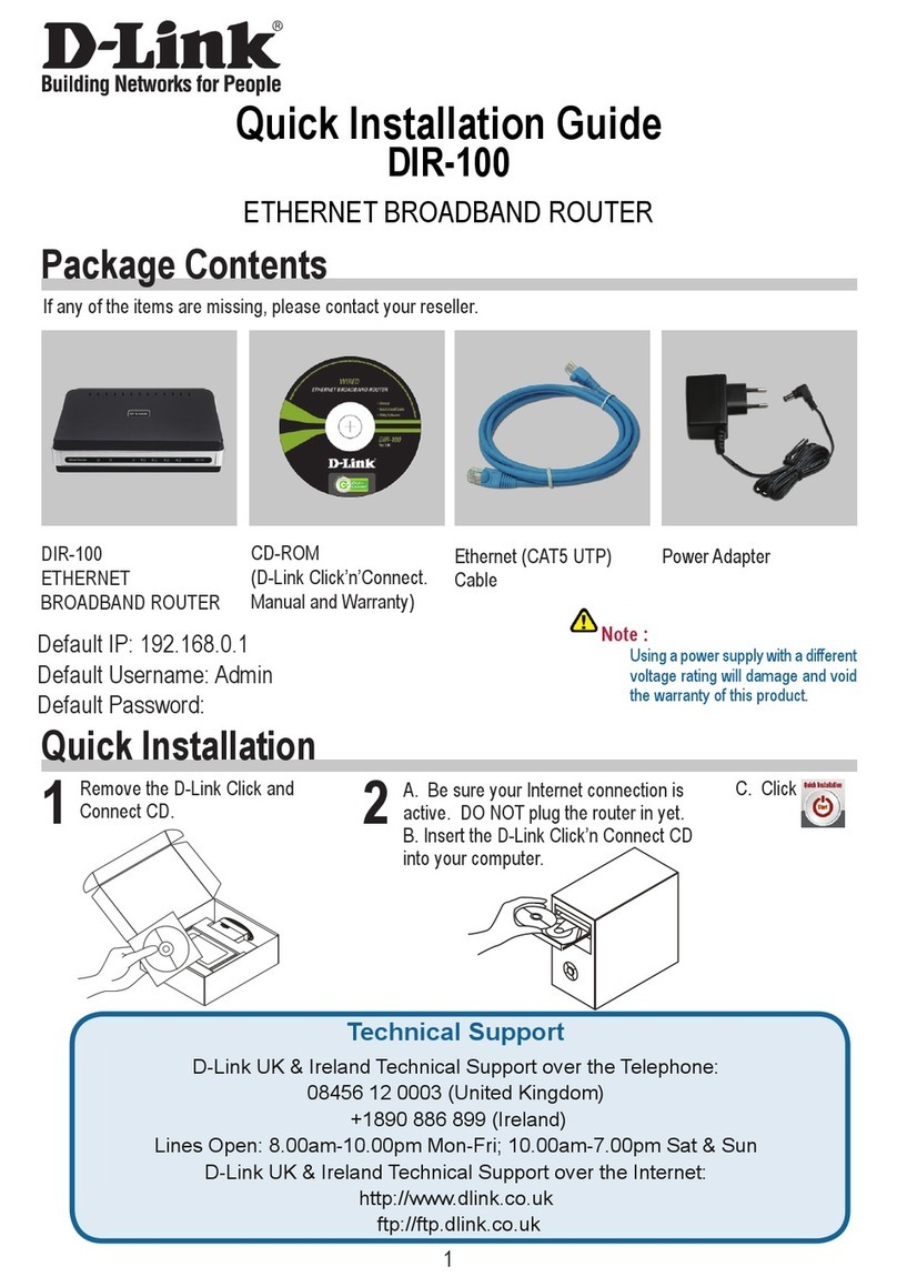 D-Link Ethernet Broadband Router DIR-100 User manual
