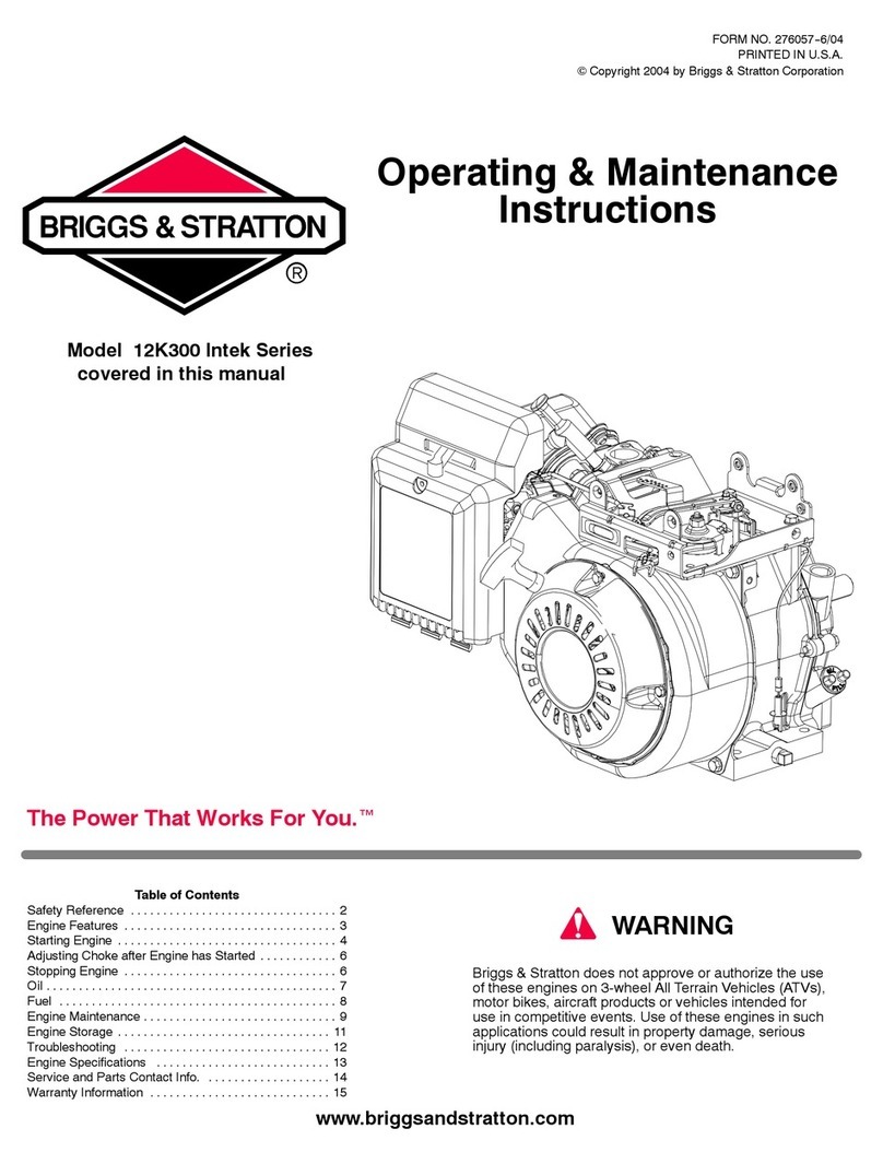 Briggs & Stratton 12K300 INTEK series Installation and operation manual